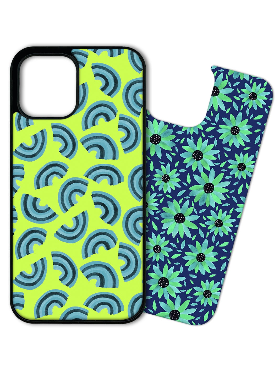 Phone Case Set - Turquoise Lime Rainbows